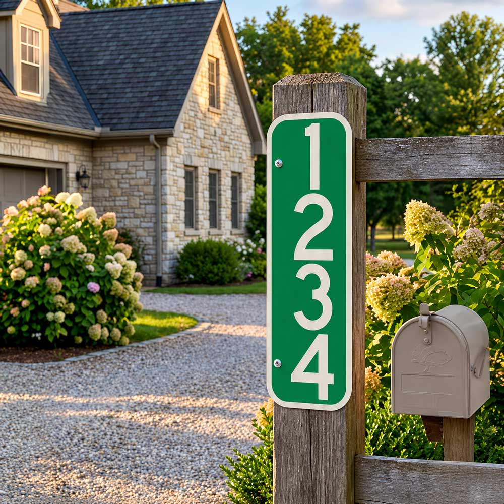 Green 1234 Address Plaque By Mailbox