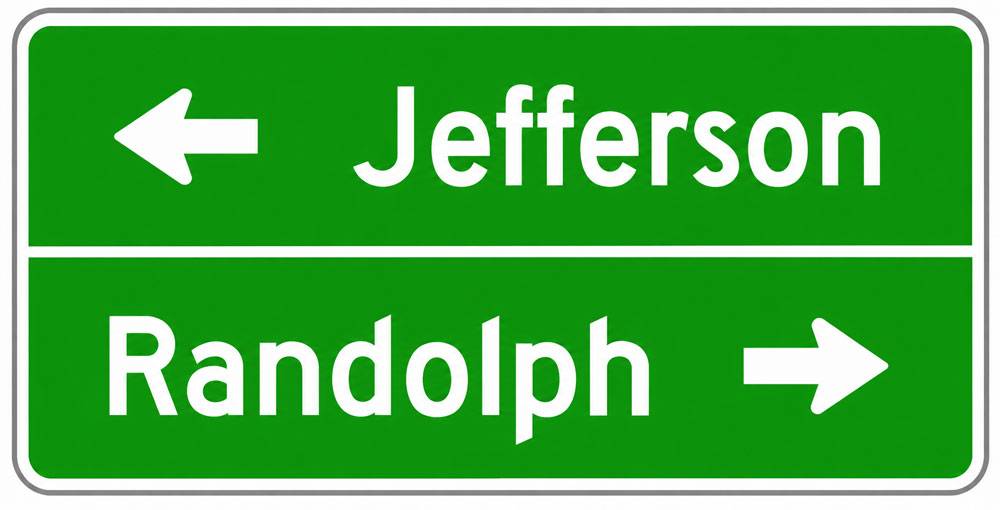 Jefferson And Randolph Road Sign