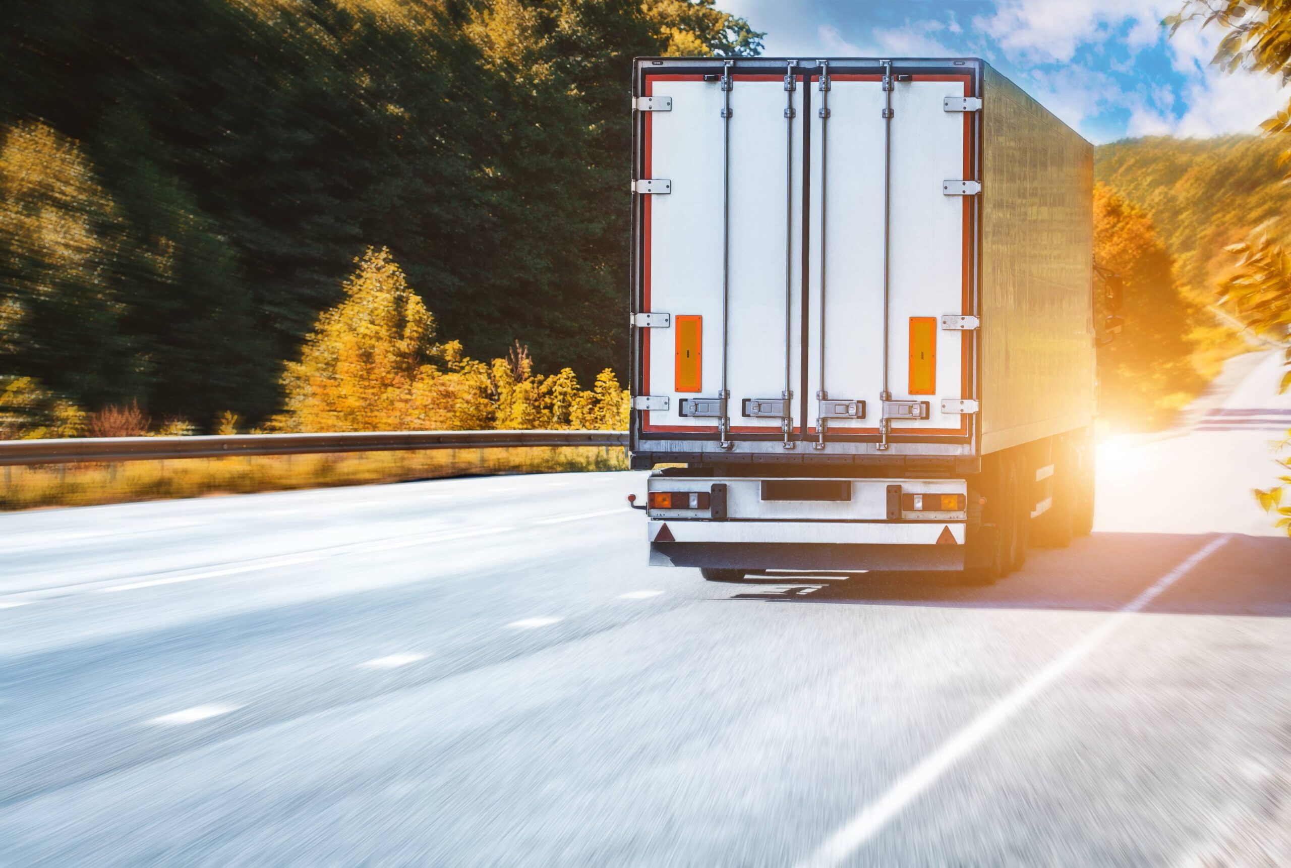 A service truck following a merge lane protocol