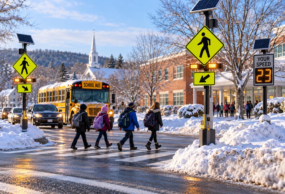 Smart Traffic Calming Solutions for New England School Zones and Pedestrian Crossings