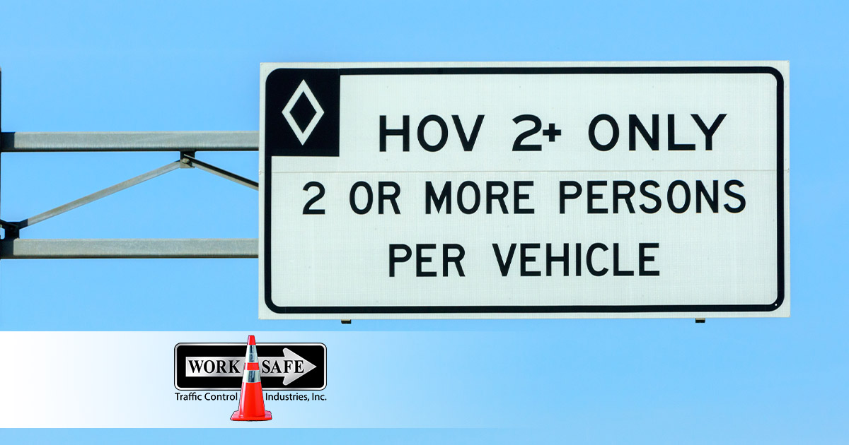 HOV Lanes Road Sign Feature in a photo