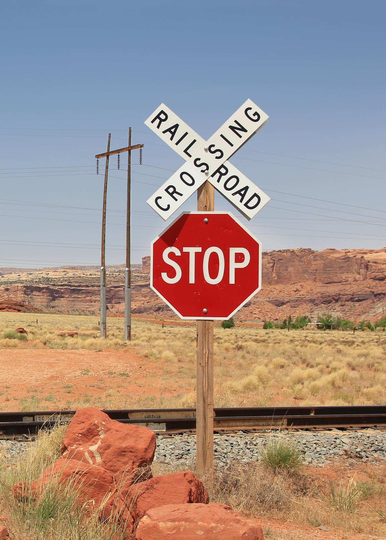 railroad sign in the desert