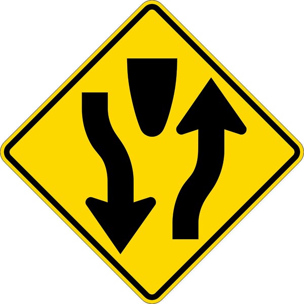 What Does a Divided Highway Begins Sign Look Like?
