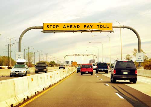 toll road ahead sign