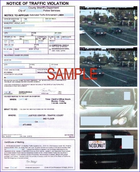 Traffic Camera Ticket